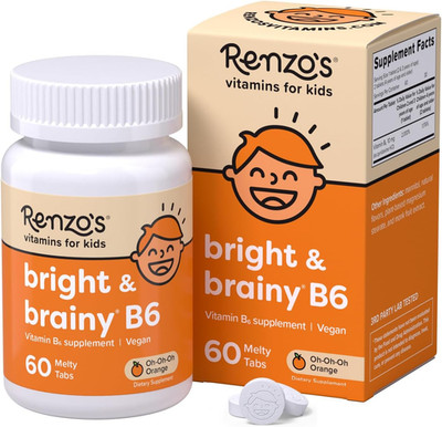 Renzo'S Bright & Brainy Vitamin B6, Dissolving Kids Vitamin B6, 60 Sugar-Free Me