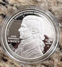 2005 P Chief Justice John Marshall Proof Commemorative 90% Silver Dollar