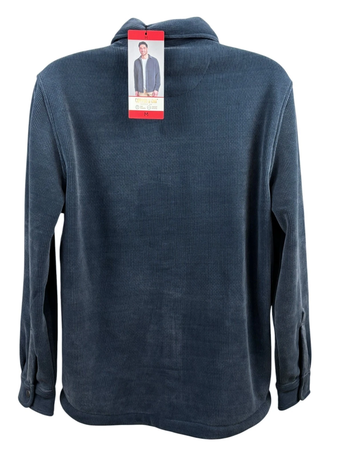 Copper & Oak Mens Shirt Jacket Medium Blue Ribbed Stretch Shacket NWT - product detail image 2