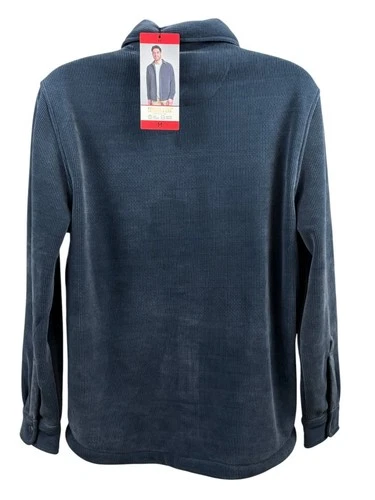 Copper & Oak Mens Shirt Jacket Medium Blue Ribbed Stretch Shacket NWT image 2