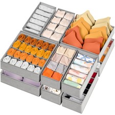 12 Pack Sock Underwear Drawer Organizer Dividers, 116 Cells Fabric Foldable D...