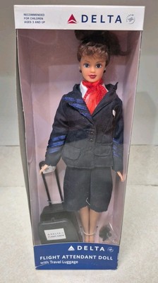 RARE New Vintage Delta Flight Attendant Fashion Doll With Travel Luggage DA200DN