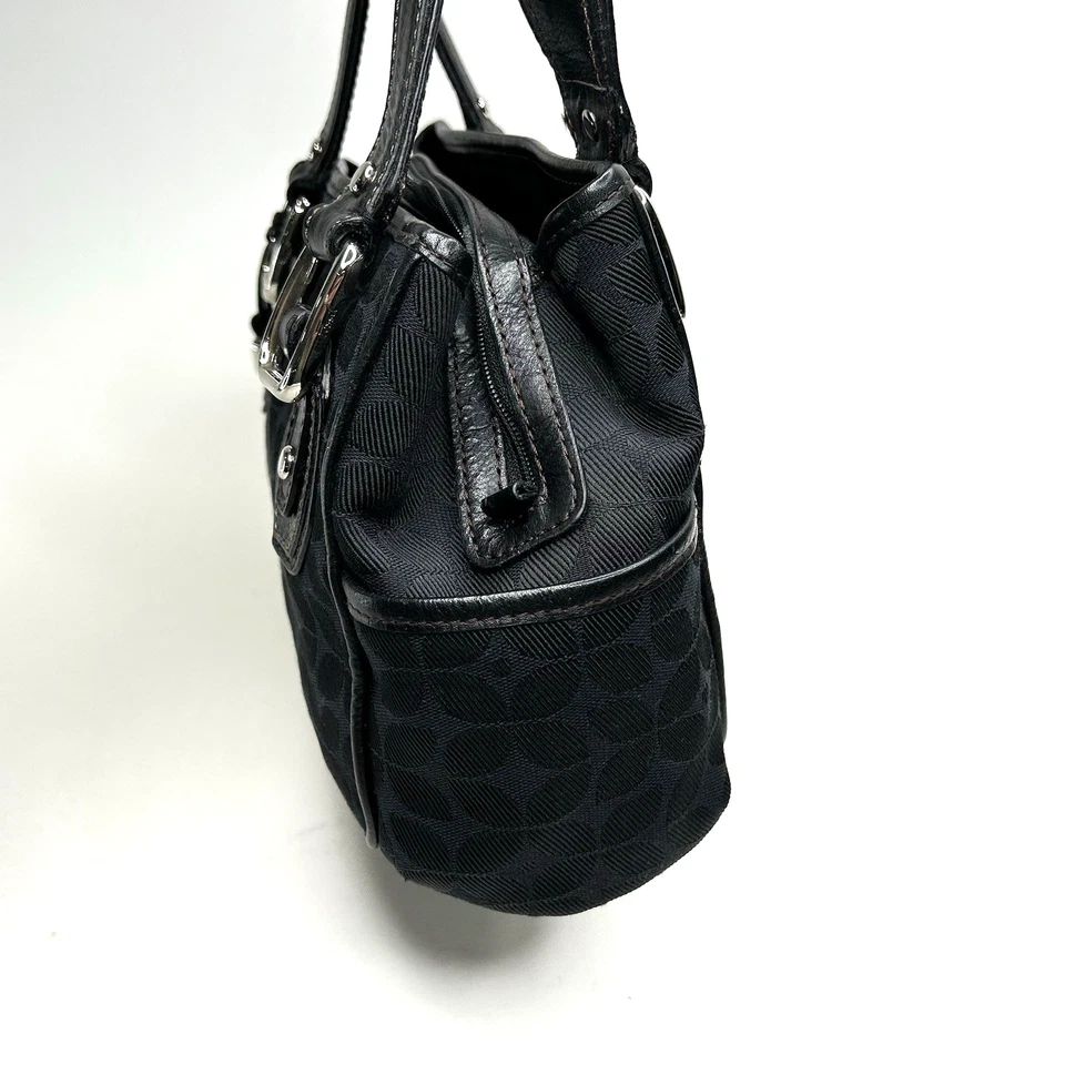 FOSSIL Purse Satchel/Shoulder Bag Black Geo Print Canvas/Leather Medium - Image 3 of 4