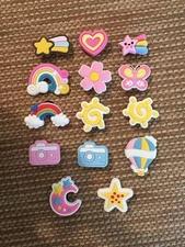 Pink & Yellow & Blue Croc/Decorative Charms