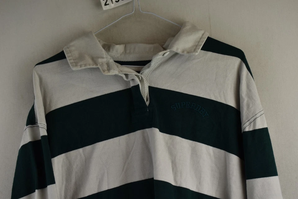 SUPERDRY Green Rugby Jumper size Uk 10 Womens Striped Pullover Casual Outdoors - Image 2 of 4