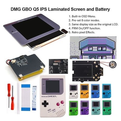 Gameboy DMG Rechargeable USB-C GBO IPS Q5 Laminated Screen Kits W/Pre-cut Shell