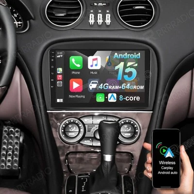 PODOFO Radio de coche 8 núcleos 4+64 GB Android 15 GPS DSP para Mercedes Benz SL R230 SL350 SL500