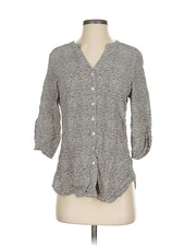 French Dressing Jeans Women Gray 3/4 Sleeve T-Shirt 4