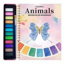 Watercolor Workbook - Coloring Book Beginner Friendly Painting Kit with 12 Color