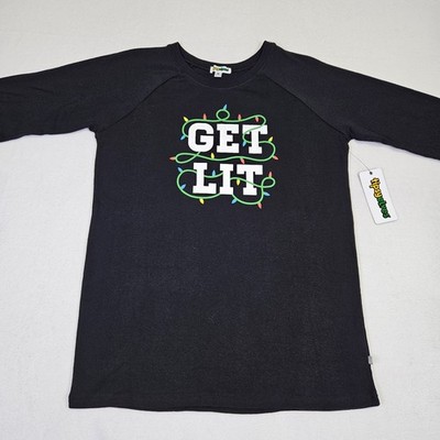 Tipsy Elves Women S Christmas Shirt Get Lit Graphic Long Sleeve Pajama Shirt NWT