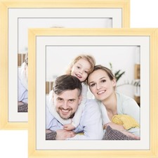 Picture Frames 10x10 2 Pack Made of Solid Wood Grain for Wall Mounting and Ta...