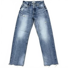 Moussy Vintage Distressed Button Fly Blue Denim Jeans Size 28