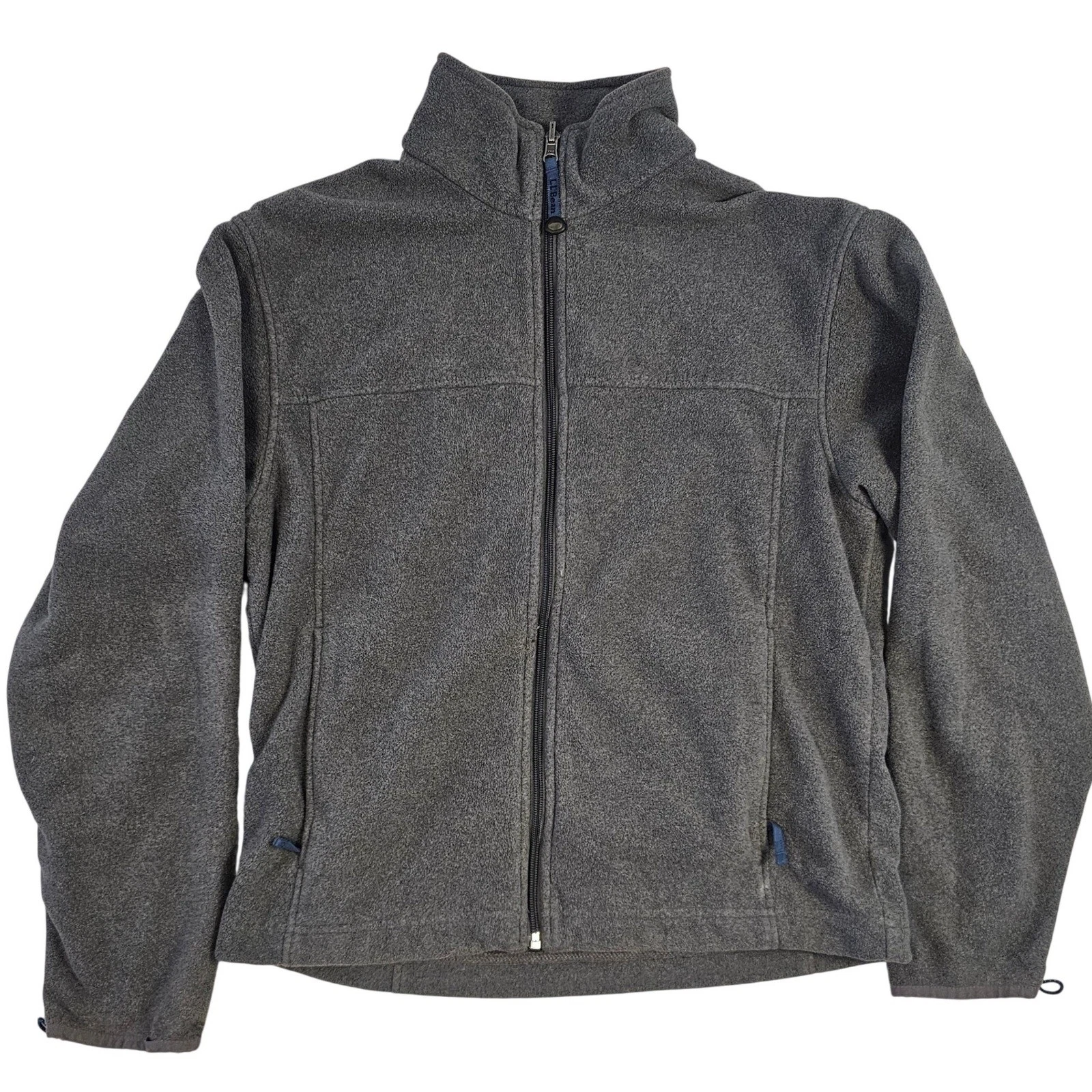 LL Bean Mens Full Zip Fleece Jacket Gray Small Regular Mock Neck OBCY9