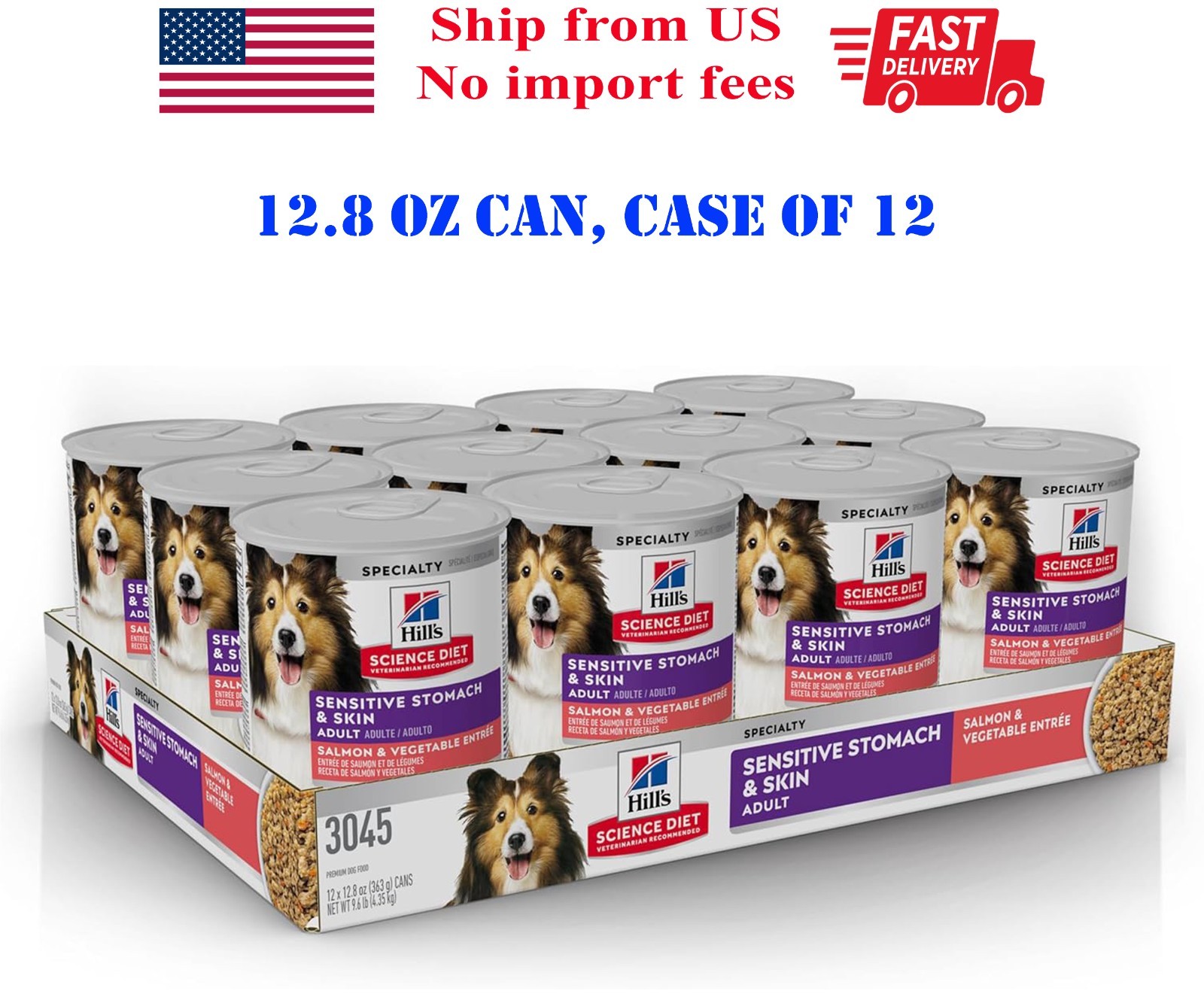 Hill's Science Diet Adult Sensitive Stomach & Skin Salmon Wet Dog Food, 12 CANs