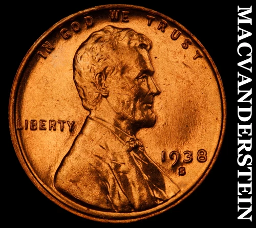 1938-S Lincoln Wheat Cent- Red- Choice Gem Brilliant Unc Luster No Reserve #J936