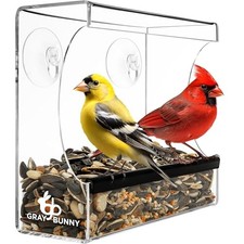 Clear Window Bird Feeder - Premium Bird Feeder for Outdoors with Square Feeder