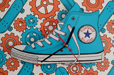 Orologio da Parete CONVERSE All Star - Dipinto a Mano Legno MDF - Fan Art PopArt
