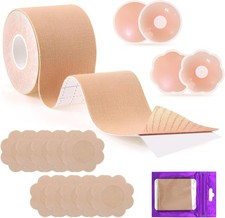 Brusttape Baumwolle 5cm Hautfreundlich Push-Up R&uuml;ckenfrei Gro&szlig;e Br&uuml;ste Set