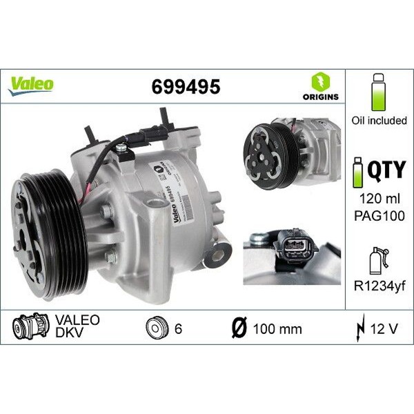 Valeo 699495 Kompressor Klimaanlage FüR Dacia Sandero Duster Logan HM-image