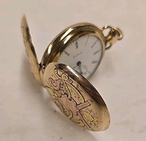 Antique 1905 Elgin 320 Mod2 0s 7j Double Roller Pocket Watch 20yr GF Hunter Case