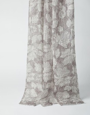 BRUNELLO CUCINELLI WOMEN'S GREY AND WHITE FLORAL SCARF MSRP $2195