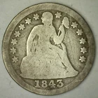 1843 Seated Liberty Silver Dime Circulated 10c Scratched Coin Good Condition