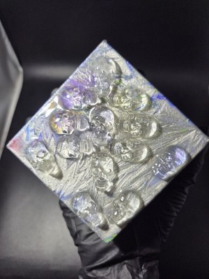 Acrylic Painting Resin Coated + Skulls 4''x4''x1.5'' USA Artist Direct (HALLOWEEN)