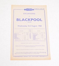 Railway Handbill BR Excursion to Blackpool 3rd August 1960