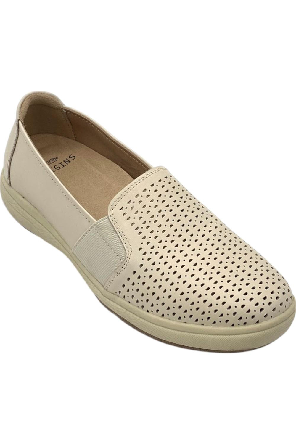 Earth Origins Leather Slip-On Casual Sneakers Elin Sand White 4690₽