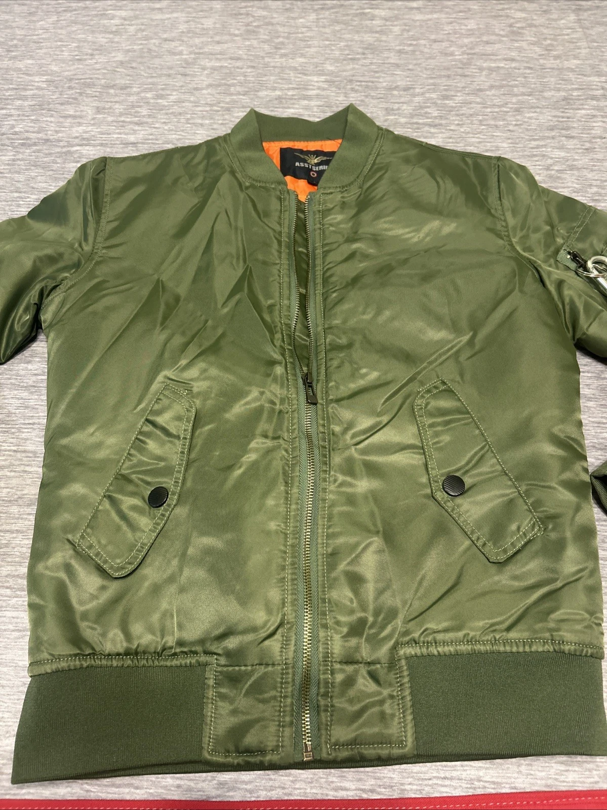 Asstseries Militare Green Bomber Jacket Size S “Remove Before Flight Tag” image 3