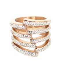 Damenring Edelstahlring Spannring 7mm rose silber gold matt Edelstahl Zirkonia