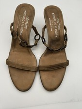 Donald J. Pliner Couture 2 strap Faux Suede Metallic Heels SZ 7N