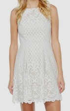 $150 Adrianna Papell Women's White Sleeveless Lace Fit & Flare Dress Size 14