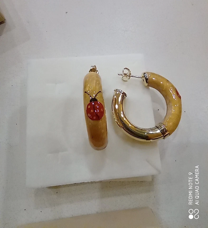 CERCHIO  orecchino in  argento laminato e smalto    925 mm   nuovi di negozio - Immagine 4 di 4