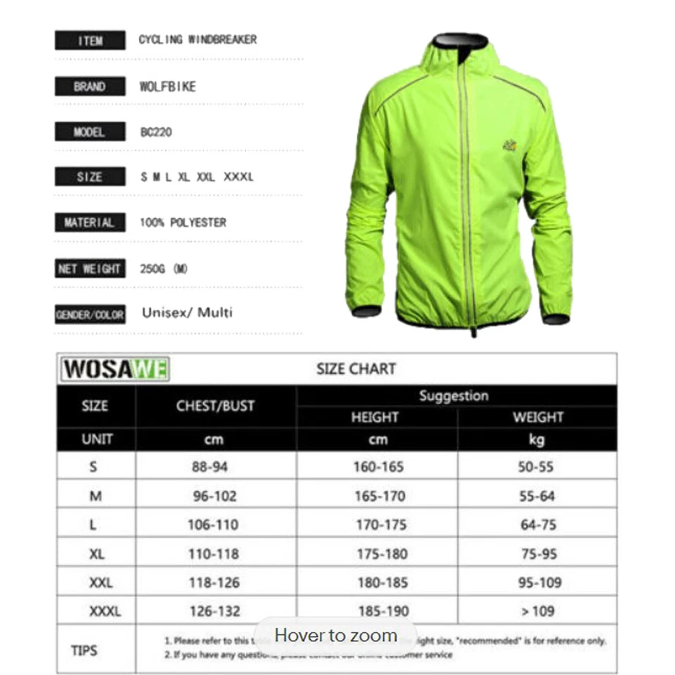 Mens Women Outdoor Cycling Jacket Running Waterproof Reflective Windbreaker - Image 3 of 4