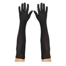 BLACK LYCRA GLOVES LONG 50CM ELBOW EVENING 1920S LADIES FANCY DRESS