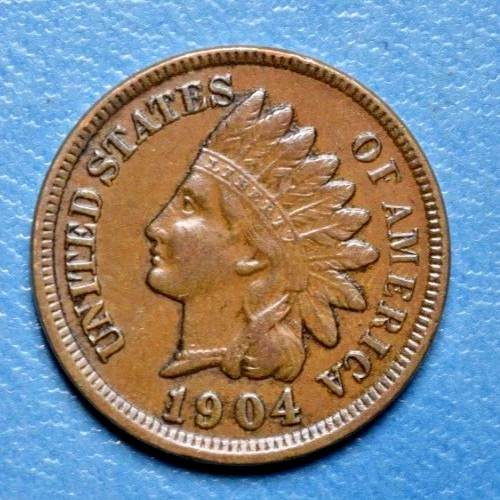 1904 Indian Head Cent Penny ~ AU ABOUT UNCIRCULATED ~ US Type Coin Collectible