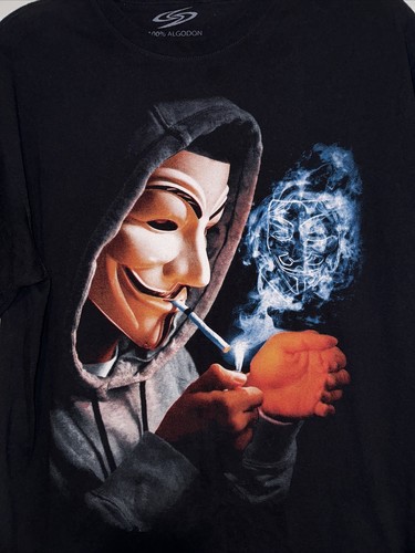 Anonymous Hacker Mr Robot Sided Smoking T Shirt Large T Shirt Mask Anarchy - Picture 3 of 5
