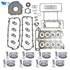 Set of 8 Pistons w/Rings + Engine Cylinder Head Gasket Kit for Land Rover Jaguar