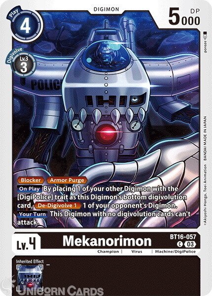 BT16-057 Mekanorimon : Common Digimon Card : BT16: Beginning Observer