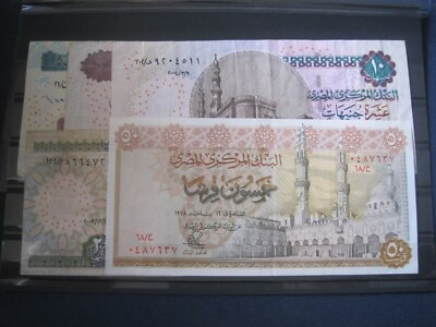 Ägypten  Banknoten Sammlung 10, 20, 50, 100 Pounds + 50 Piastres