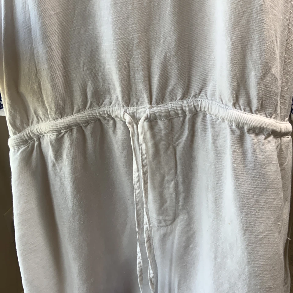 Lauren Ralph Lauren White Blue Embroidery VNeck Tunic Romper 18W Coastal Cowgirl - Image 3 of 4