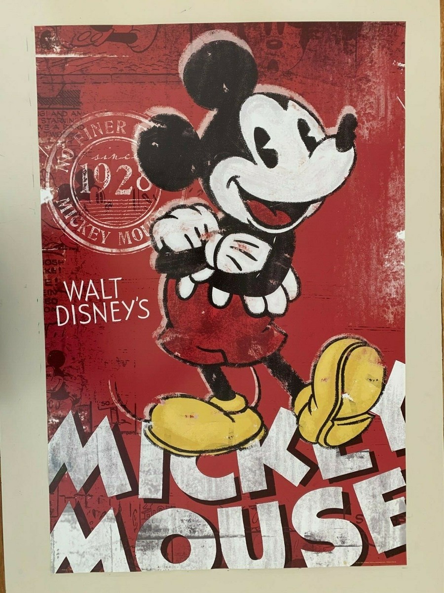 額装品 ミッキー Ｇ.Ｆ.（フランス グラピュス）MICKEY アートポスター Mickey Mouse 60 Years In Pictures Lithograph Poster 1988