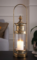 "Laterne \"Gold\" 54 Cm, Metall, Windlicht, Kerzenhalter"