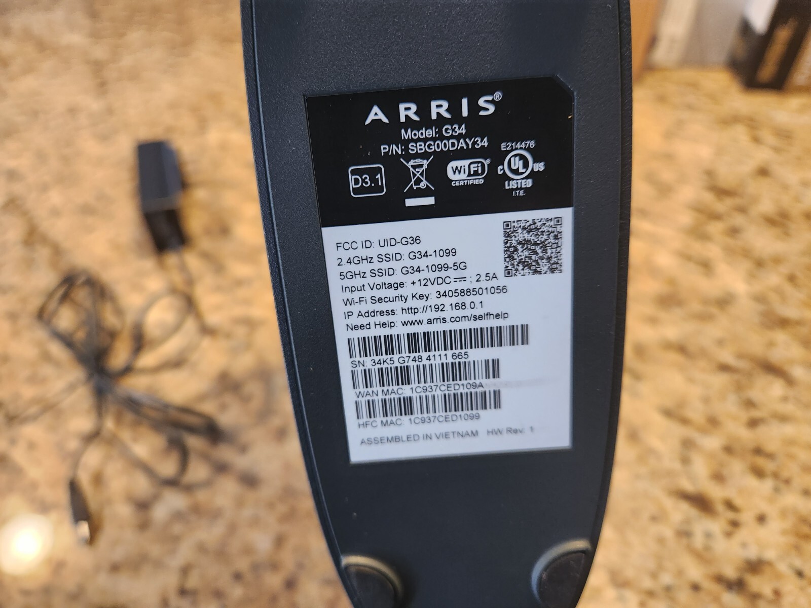 ARRIS Surfboard G34 DOCSIS 3.1 Gigabit Cable Modem & AX3000