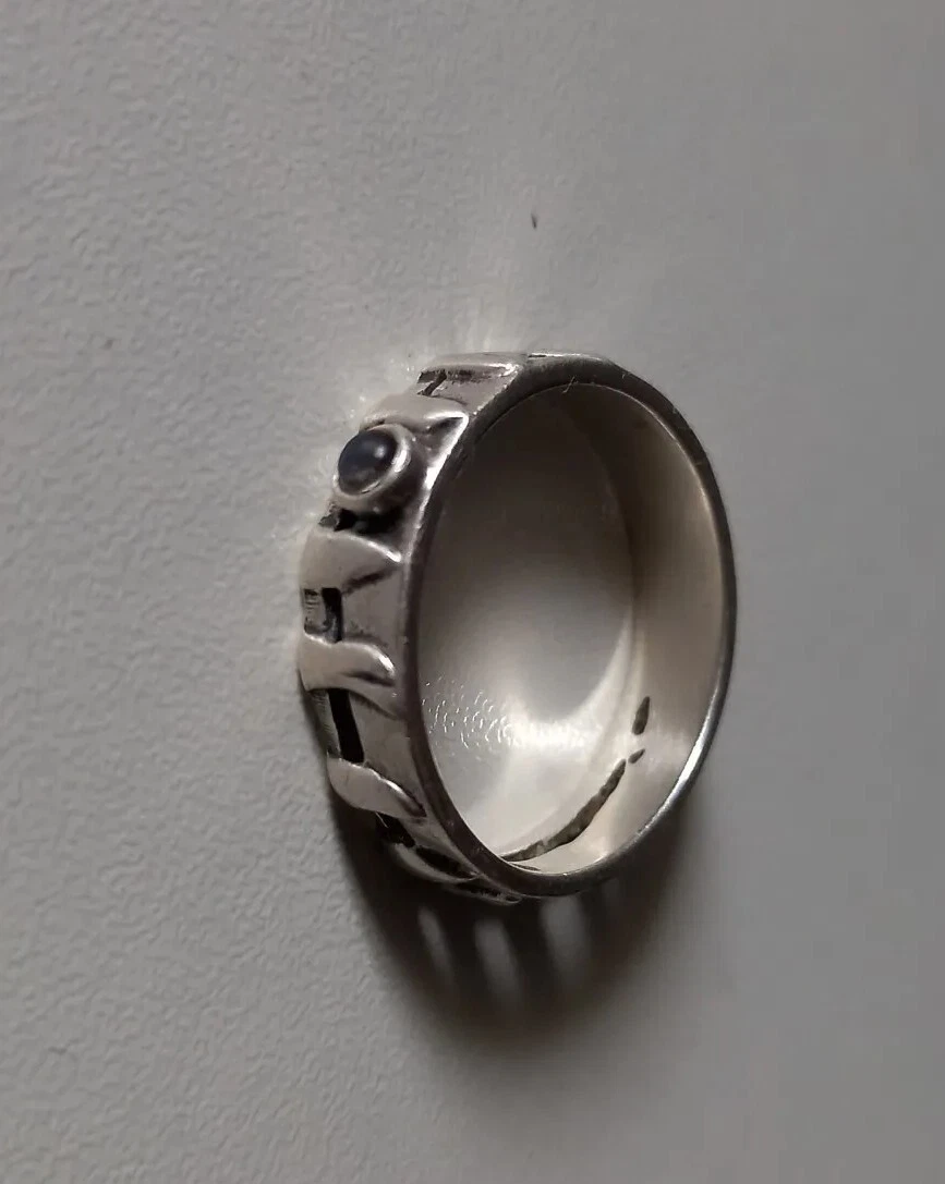 VINTAGE SC 925 Sterling Silver Ring with Clear Stone S UK U1 2