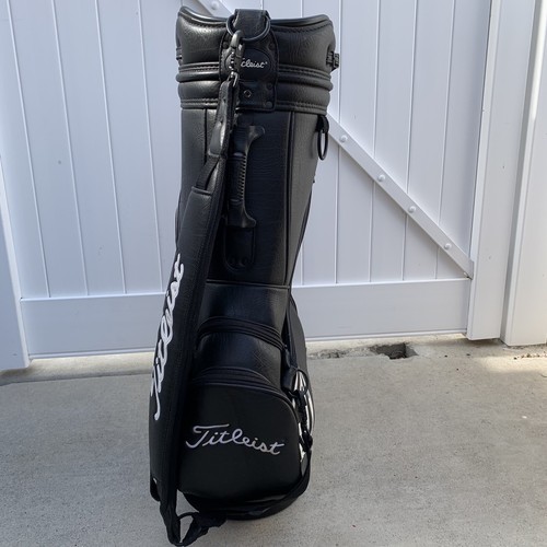 Vintage Titleist Staff Golf Bag Classic Black White Leather 6 Way Divider - Picture 3 of 9