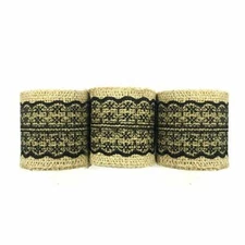 Wrapables Hessian Burlap with Lace Ribbon 2.5" Width x 2 Yards Length (Set of 3)