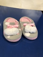 Wonder Nation Pink Gray Polkadots Slip On Girls Slippers SZ 11-12 Kids