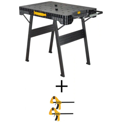 33'' Folding Portable Workbench Sawhorse and12'' Medium Trigger Bar Clamp (2 Pack)